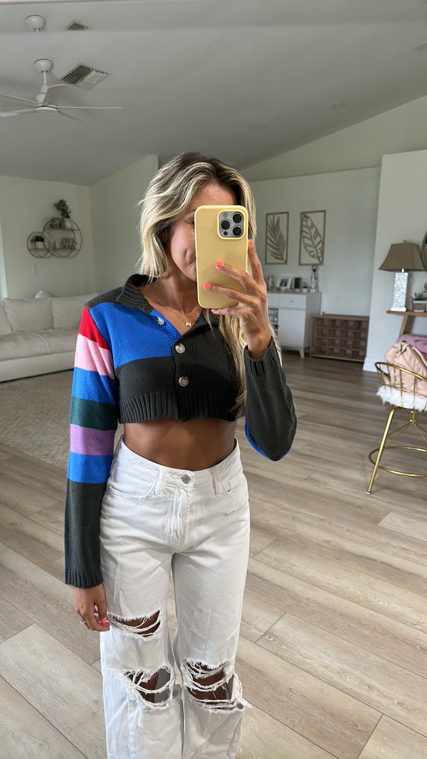 Stripes Of Happiness Cropped Sweater