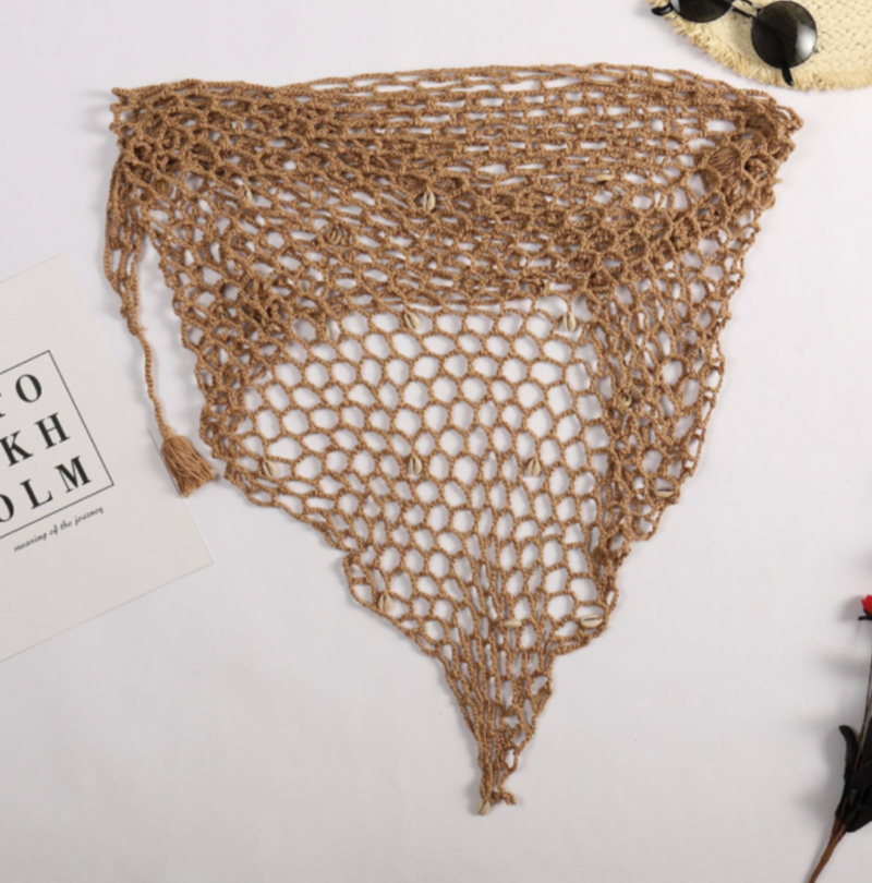 Seashell Love Crochet Wrap Skirt- Tan