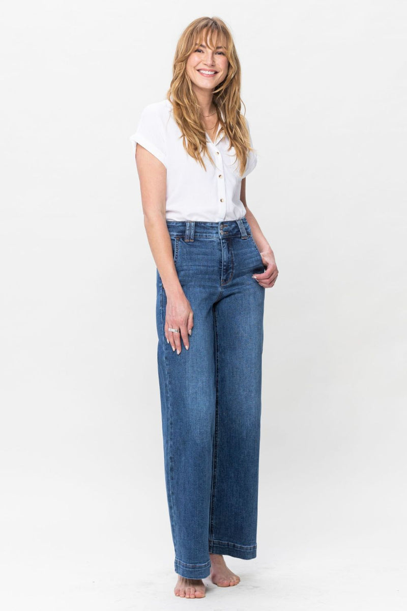 (Judy Blue) Bethany Double Button Wide Leg Jeans