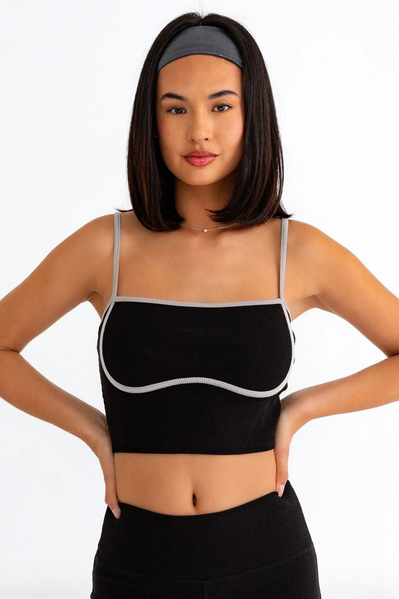 Style Update Ribbed Crop Cami & Leggings Set- Black