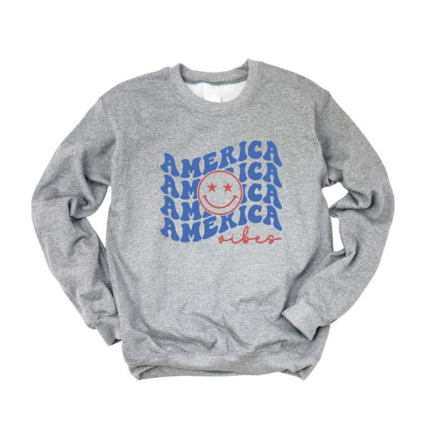 5 Color Options! America Vibes Graphic Sweatshirt