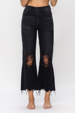 Black 90's Vintage Crop Flare Jean