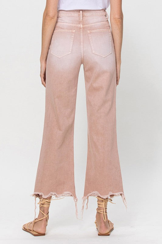 Rose Pink 90's Vintage Crop Flare Jeans