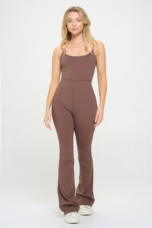 (2 Color Options) Go Girl Flare Jumpsuit