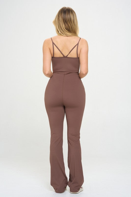 (2 Color Options) Go Girl Flare Jumpsuit