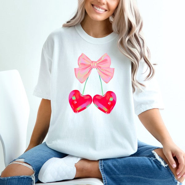 Heart Cherries Coquette Garment Dyed Tee