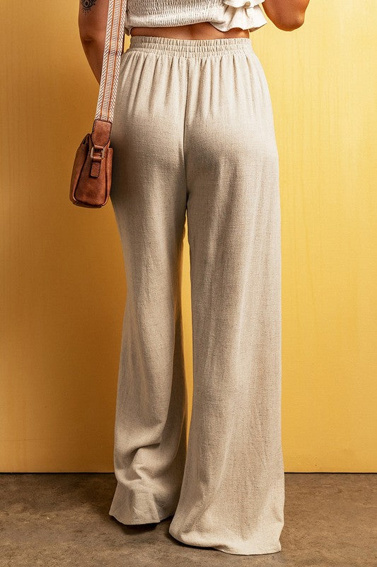 Seaside Style Beige Linen Pants