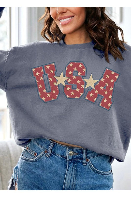 USA Star Oversized Graphic Sweatshirts