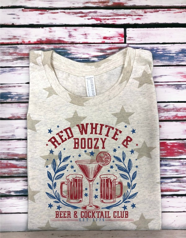 Stars Red White and Boozy Beer Graphic Tee