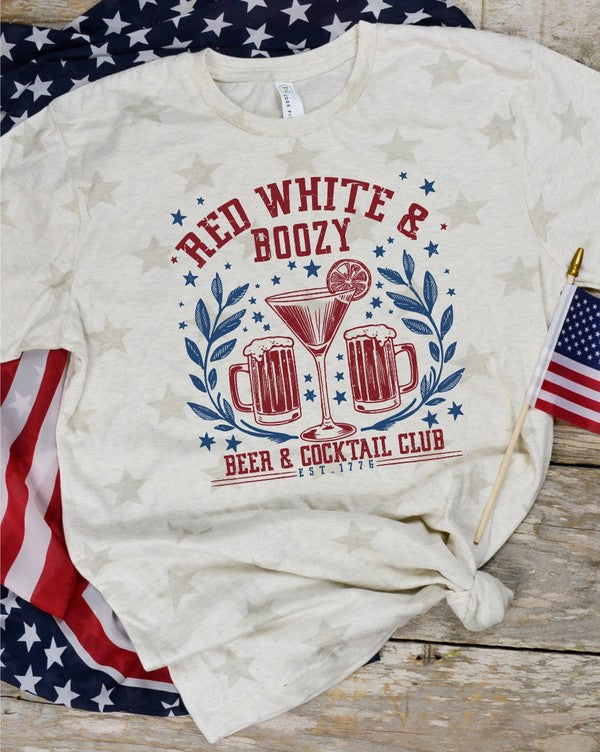 Stars Red White and Boozy Beer Graphic Tee