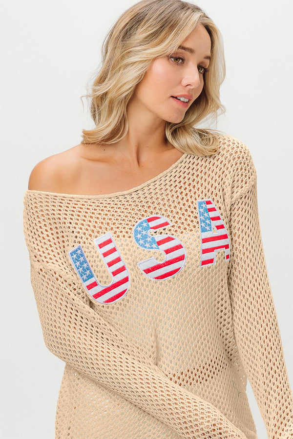 Hooray For The USA Embroidered Knit Cover Up