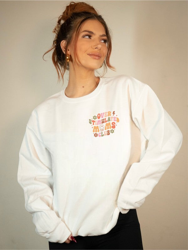 Overstimulated Moms Club Graphic Crewneck Swtshirt