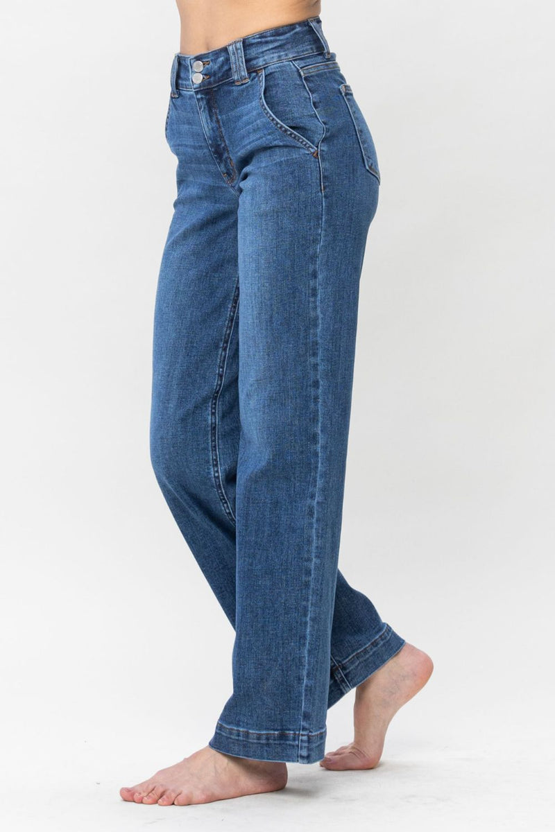 (Judy Blue) Bethany Double Button Wide Leg Jeans