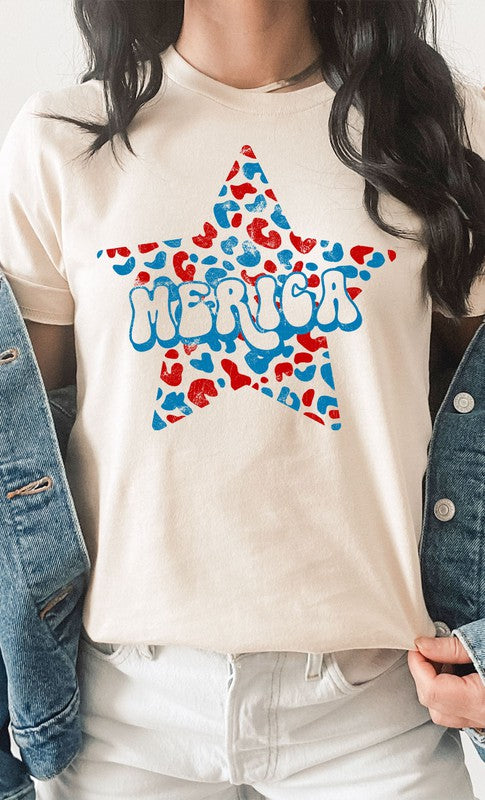 Leopard Merica Star Graphic Tee