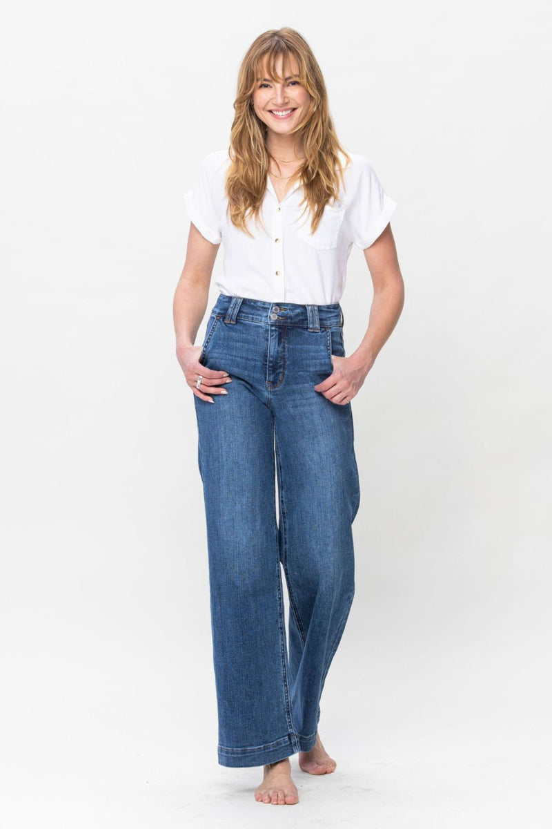 (Judy Blue) Bethany Double Button Wide Leg Jeans