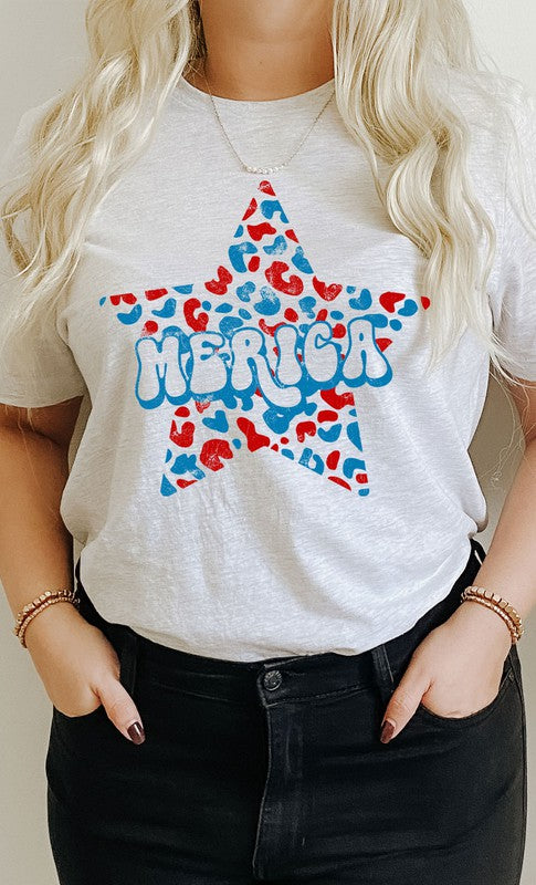 Leopard Merica Star Graphic Tee