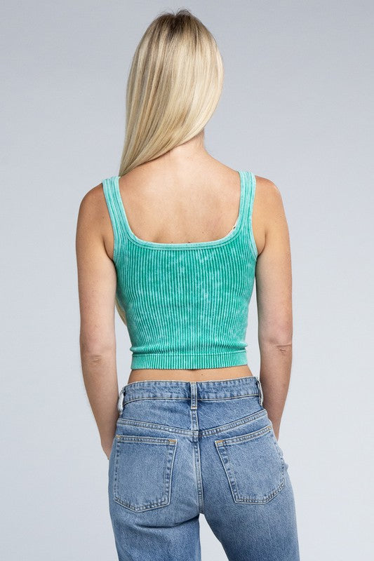 (More colors) Reversible Ribbed Cropped Tank Top