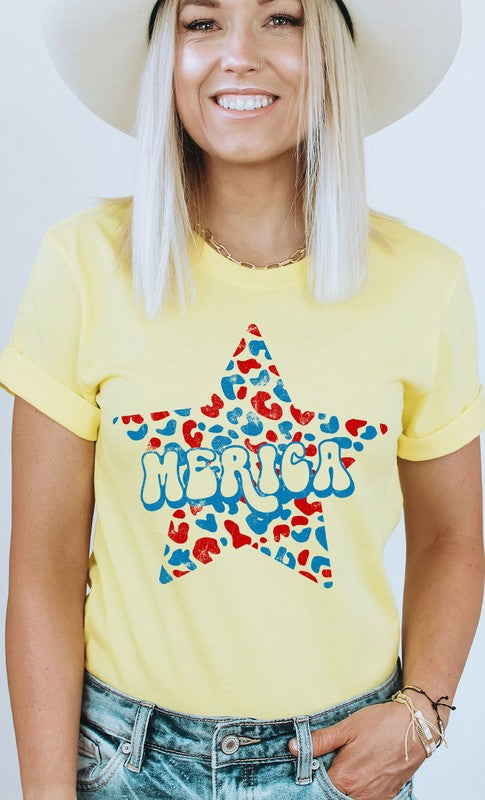 Leopard Merica Star Graphic Tee