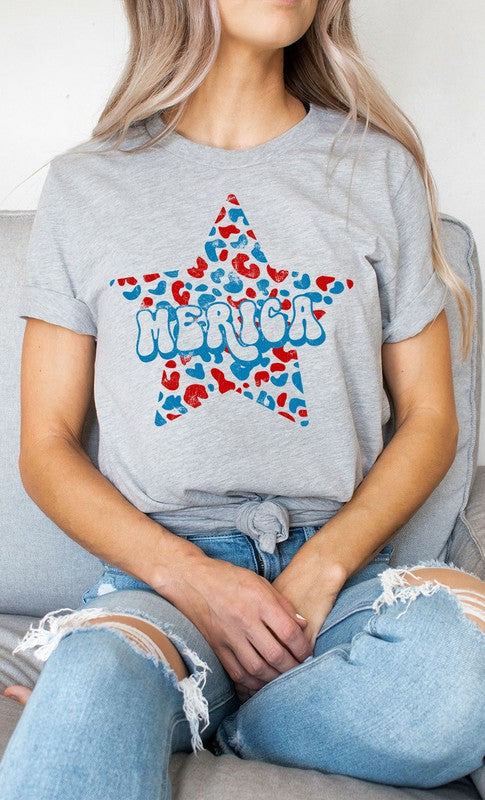 Leopard Merica Star Graphic Tee