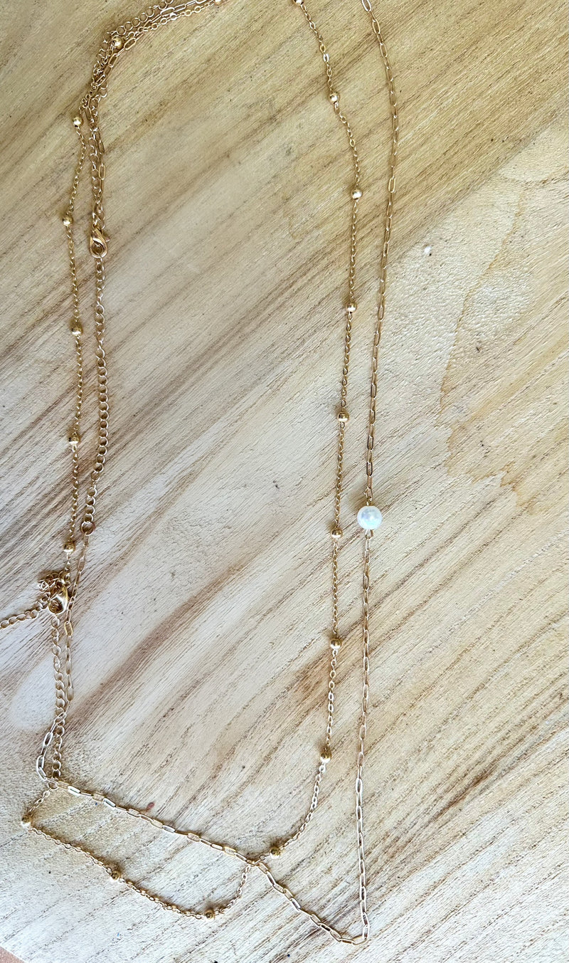 Pearl Detailed Gold Waist Chain