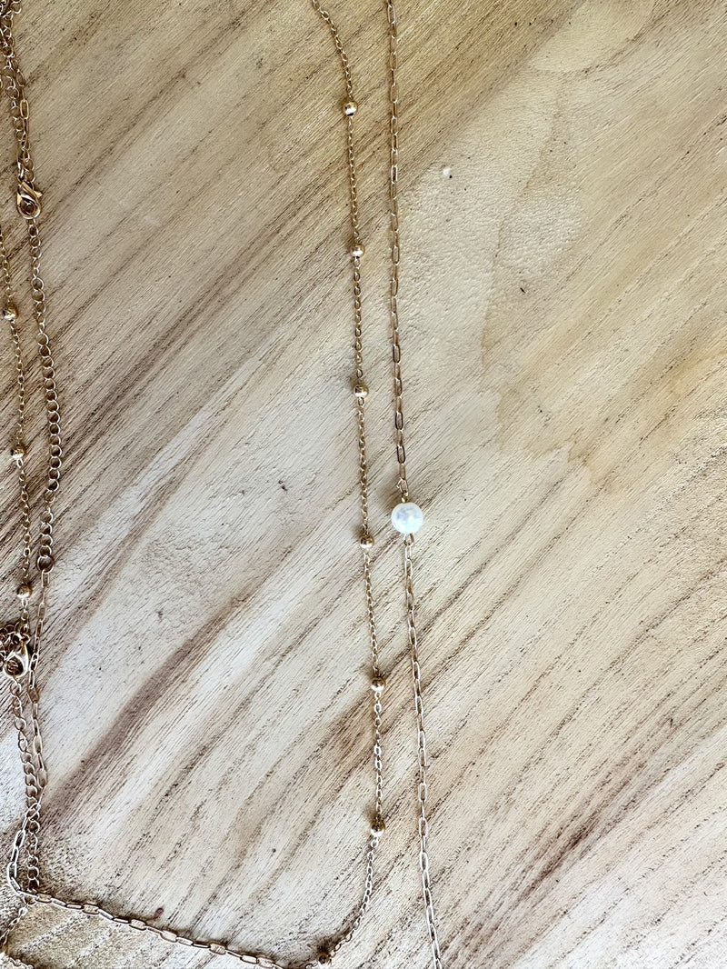 Pearl Detailed Gold Waist Chain
