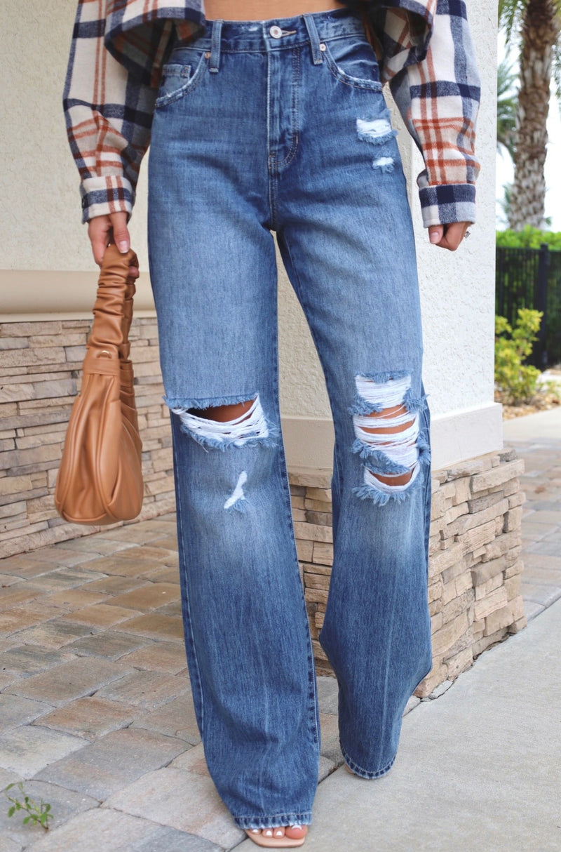 Maddie High-Rise Distressed Flare