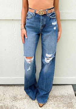 Maddie High-Rise Distressed Flare