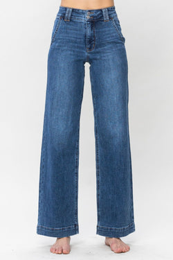 (Judy Blue) Bethany Double Button Wide Leg Jeans