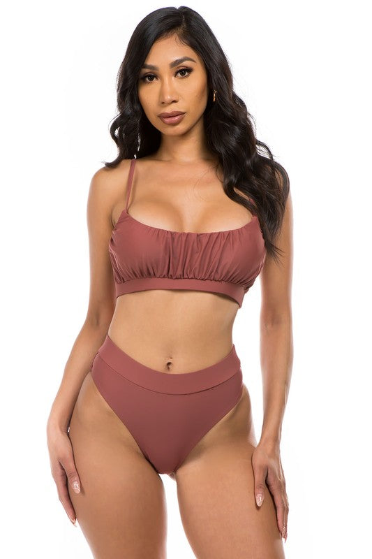 (4 Color Options) Saint Lucia High Waisted Bikini Set
