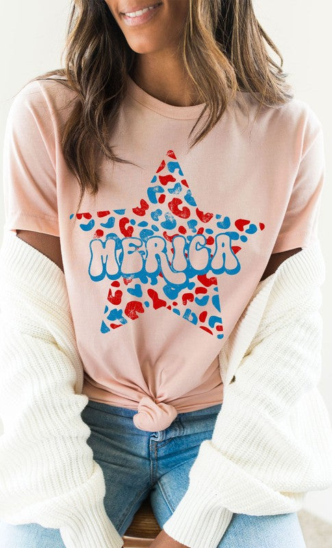 Leopard Merica Star Graphic Tee