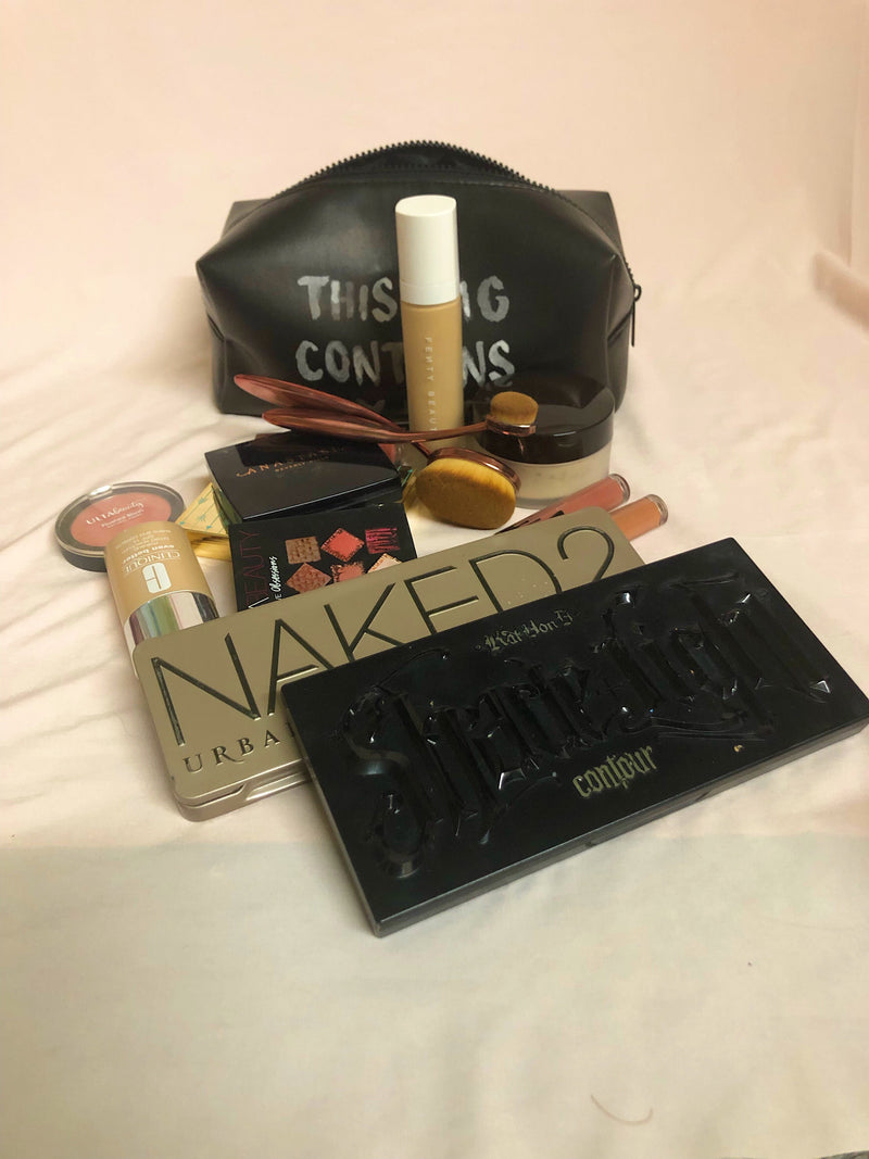 "This Bag Contains My Face" Makeup Bag In Black