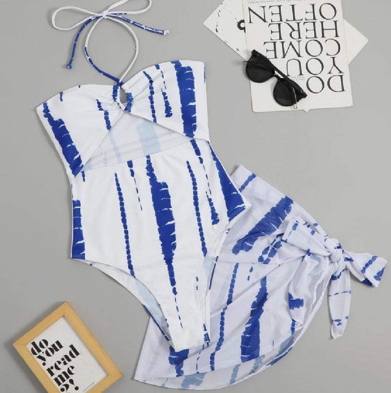 Sitting Seaside One Piece and Skirt Set